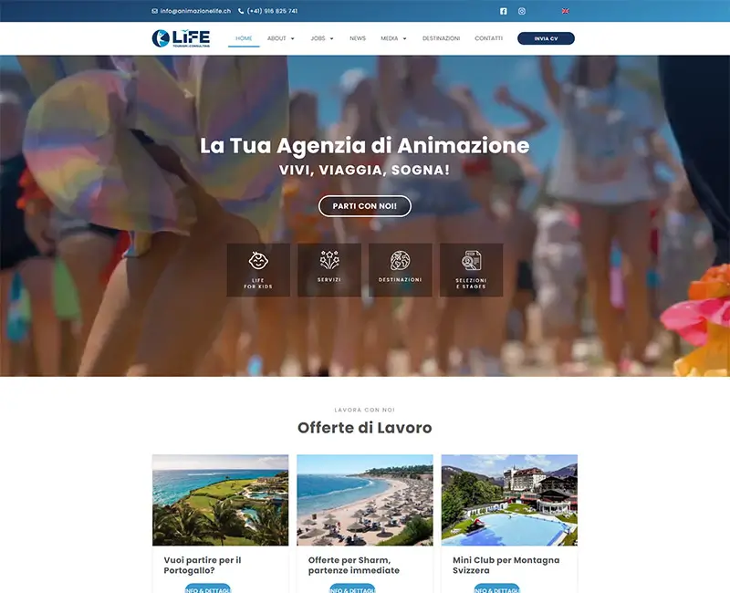 Progetto Animazione Life con design moderno del sito web e del logo, oltre all'ottimizzazione SEO