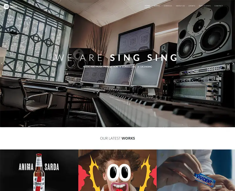 Progetto Sing Sing Studio con design del sito web moderno, creazione del logo e ottimizzazione SEO