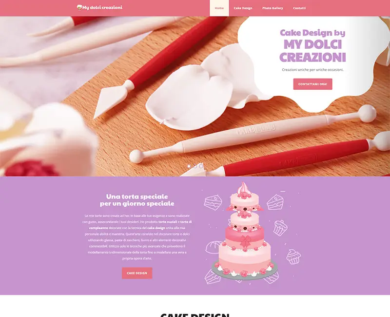 My Dolci Creazioni project showcasing website design, logo creation, and SEO optimization