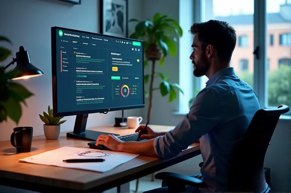 Copertina guida sull'uso dell'intelligenza artificiale per il web design: strumenti utili, prompt e consigli pratici per designer freelance